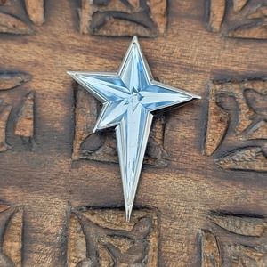 Vintage Thierry Mugler Color Changing Blue / Clear Galactic Star Brooch Signed